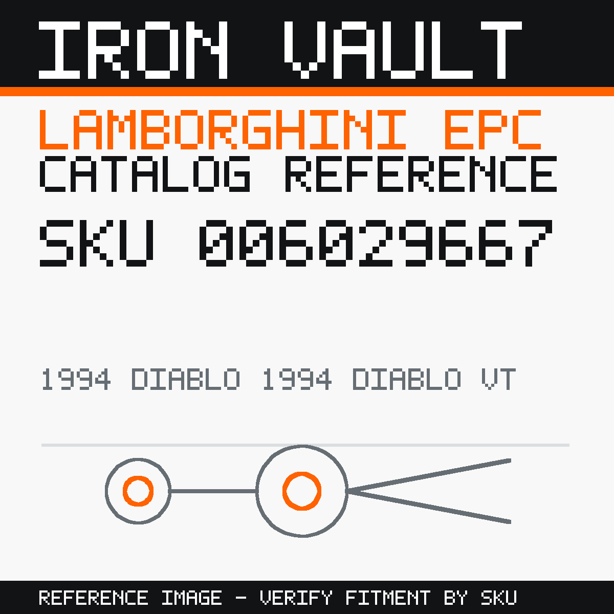 Iron Vault catalog reference catalog-card-v1 — Lamborghini SKU 006029667