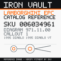 Iron Vault catalog reference catalog-card-v1 — Lamborghini SKU 006034961 — EPC 971.11.00 callout 001