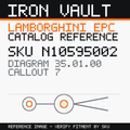 Iron Vault catalog reference catalog-card-v1 — Lamborghini SKU N10595002 — EPC 35.01.00 callout 007