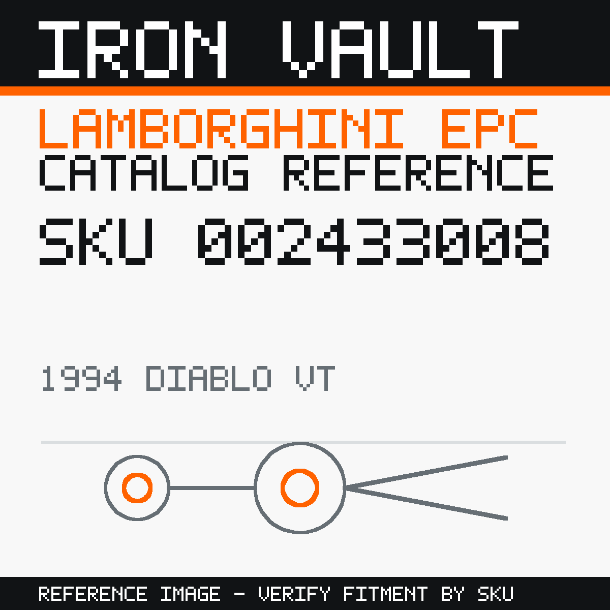 Iron Vault catalog reference catalog-card-v1 — Lamborghini SKU 002433008