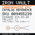 Iron Vault catalog reference catalog-card-v1 — Lamborghini SKU 009455239 — EPC 825.03.00 callout 011