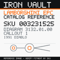 Iron Vault catalog reference catalog-card-v1 — Lamborghini SKU 003231525 — EPC 3132.01.00 callout 001