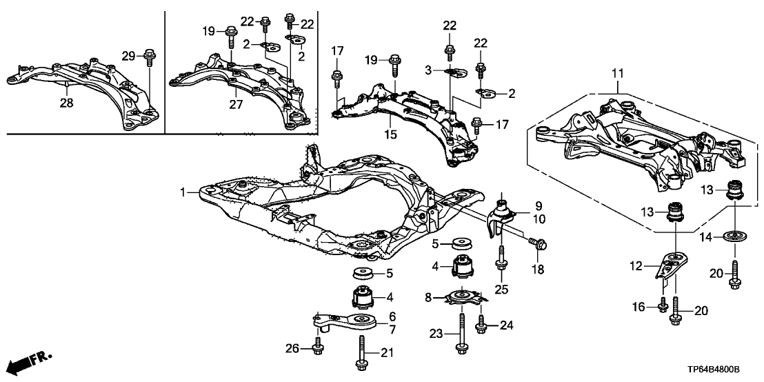 Honda New 2010-2012 Fits Honda Crosstour Bracket, RR. Engine Mounting Base (4WD), Part # 50680-TP7-A01