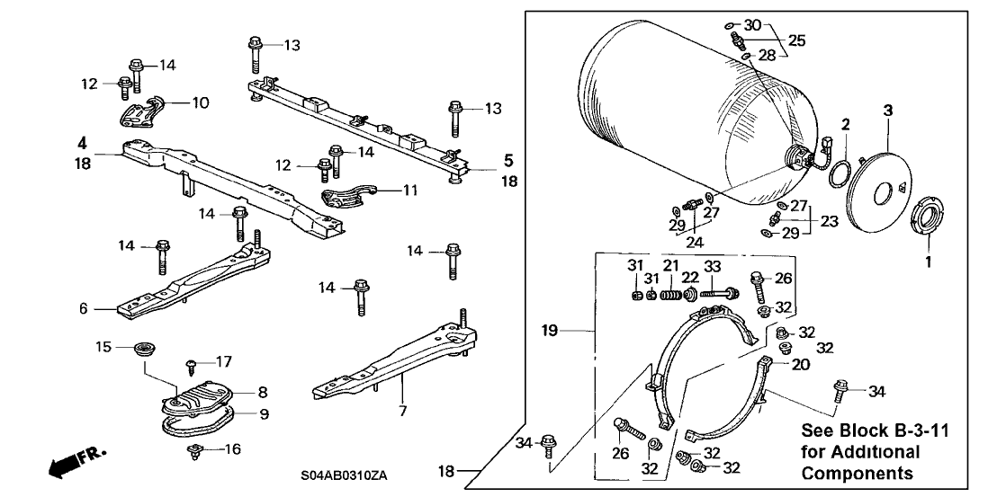 Honda New 1998-2000 Fits Honda Civic Frame, L. Tank Side, Part # 74565-S1G-A00