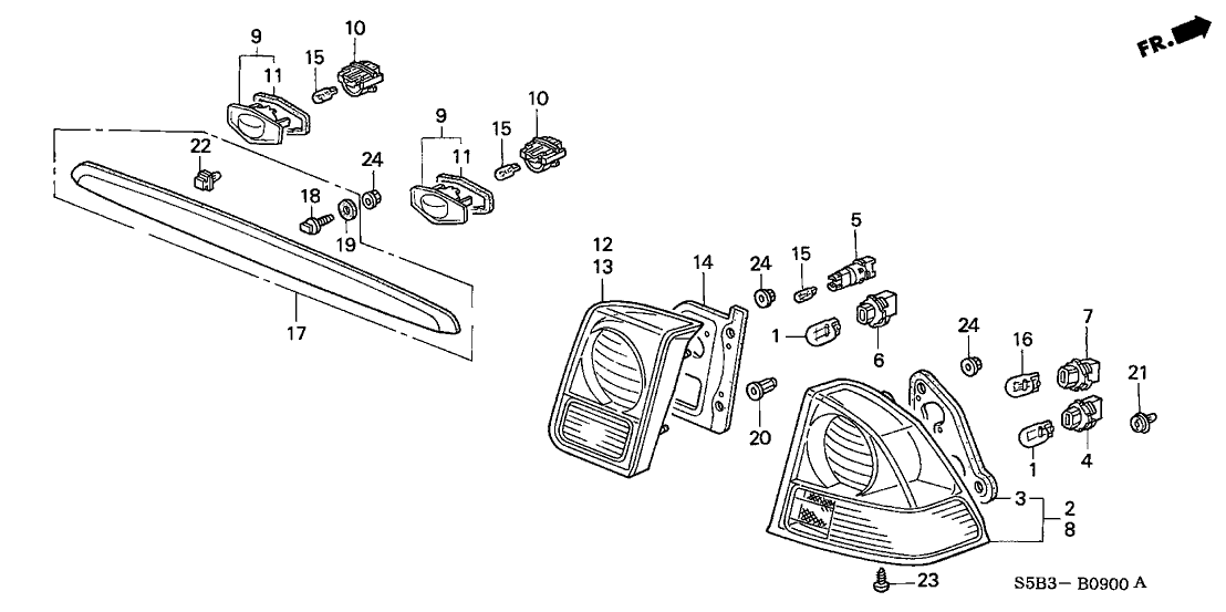 Honda New 2004-2005 Fits Honda Civic Garnish Assembly, Rear License (Eternal Blue Pearl), Part # 74890-S5A-J01ZB