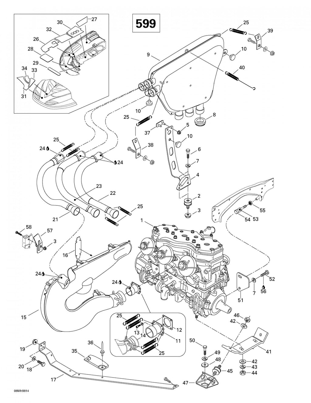Fits 1998-2007 Ski-Doo Formula III 600 LT / Formula III 600 R/700 R Models Spring Bracket, OEM Part # 514049700