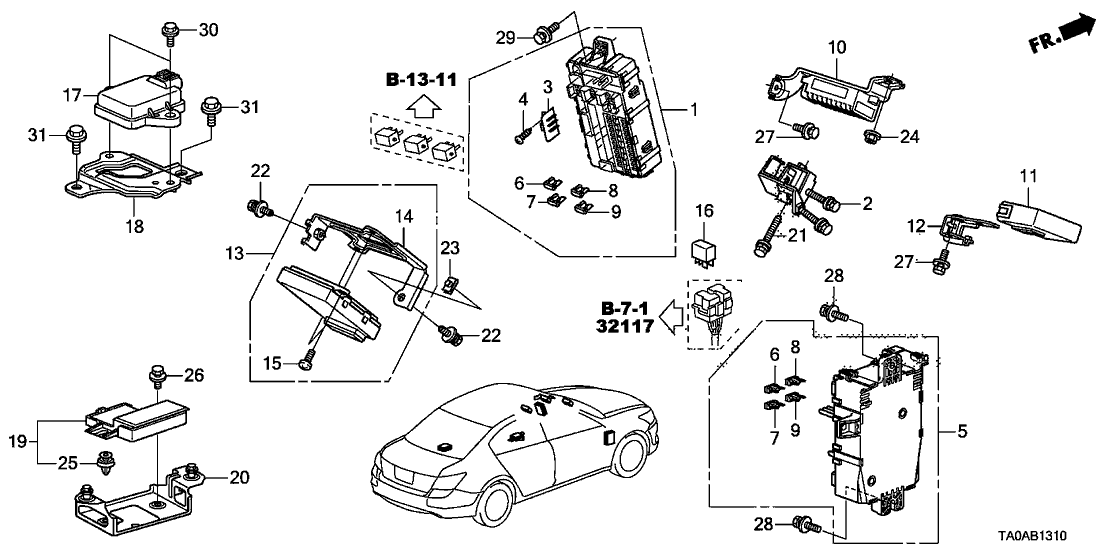 Honda New 2011-2012 Fits Honda Accord Passenger Fuse Box Assembly, Part # 38210-TA0-A81