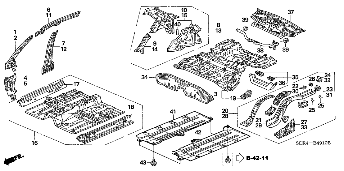 Honda New 2003-2007 Fits Honda Accord Bracket, R. RR. Muffler Mounting, Part # 65617-SDB-A00ZZ