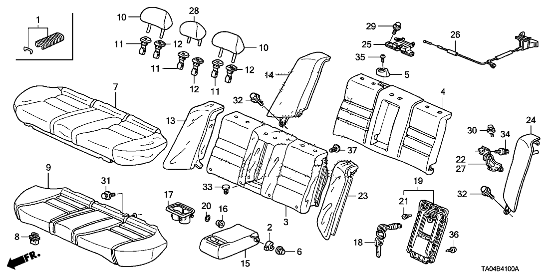New 2008-2010 Fits Honda Accord Rear Center Headrest Assembly *NH167L* (GRAPHITE BLACK), Part # 82940-TA5-A01ZA