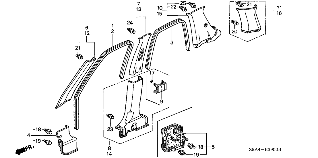 Honda New 2005-2006 Fits Honda CR-V Garnish Assy., L. Center Pillar (Upper) *YR239L* (KI IVORY), Part # 84161-SCA-N80ZC
