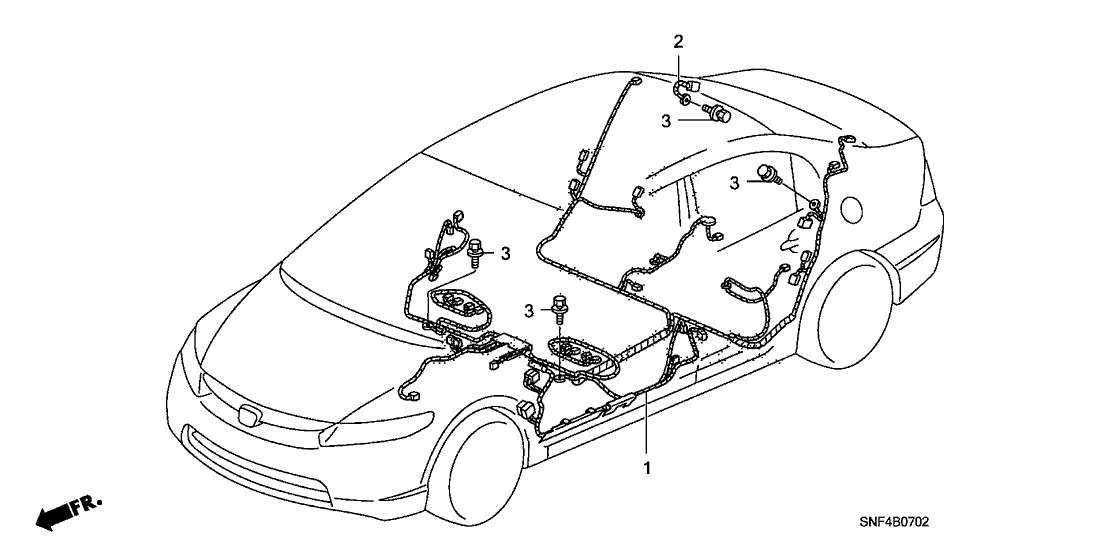 Honda New 2006-2011 Fits Honda Civic Floor Wire Harness, Part # 32107-SNF-A02