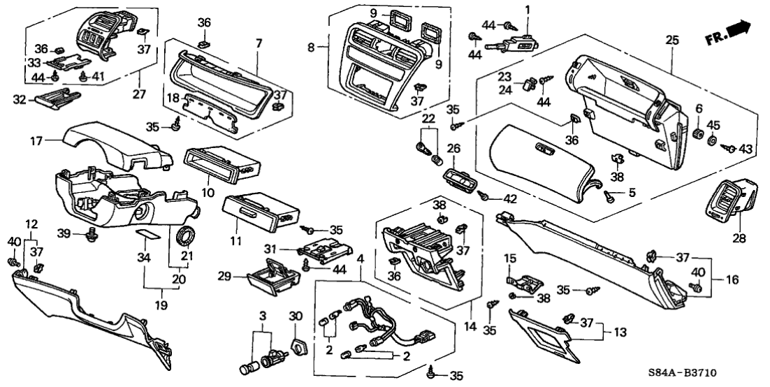 Honda New 1998-2002 Fits Honda Accord Lid & Box, Glove (Lapis), Part # 77530-S84-A01ZA
