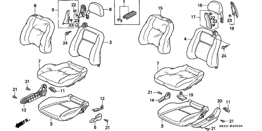 Honda New 1992-1995 Fits Honda Civic Cover, L. FR. Headrest Pillar *NH167L* (GRAPHITE BLACK), Part # 81547-SR3-003ZB