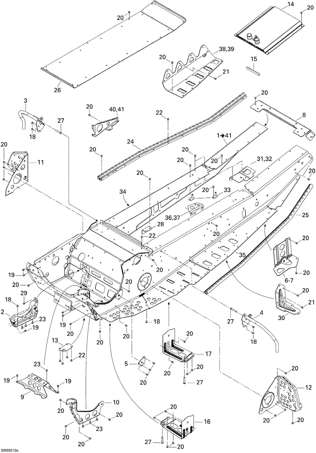 Fits 2003-2007 Ski-Doo MX Z 440 Racing / MX Z 440X Racing Models RH Liner Tunnel, OEM Part # 518325023