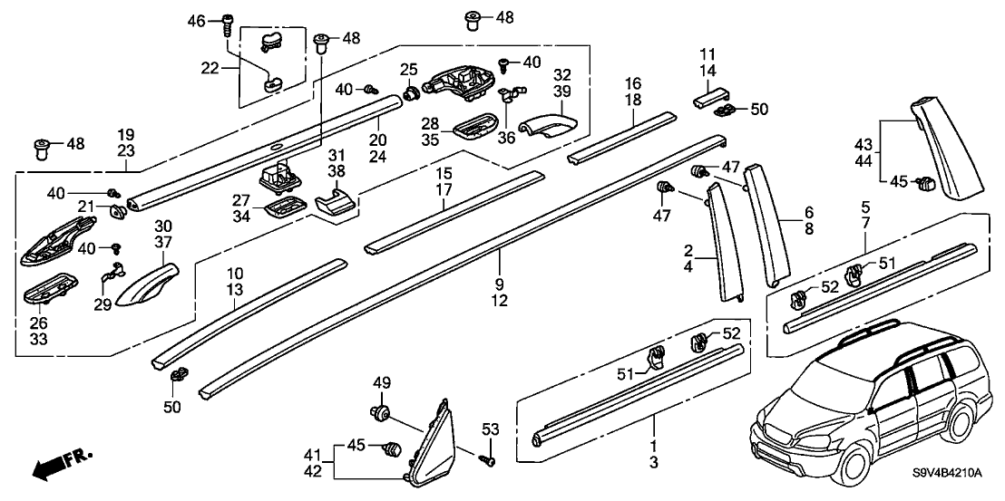 Honda New 2003-2008 Fits Honda Pilot Bar, R., Part # 75251-S9V-A10
