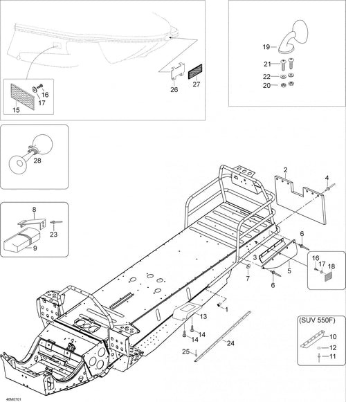 Fits 2004-2007 Ski-Doo Skandic SUV 550F / Skandic SUV 600 Protector Suv 550, OEM Part # 605349264