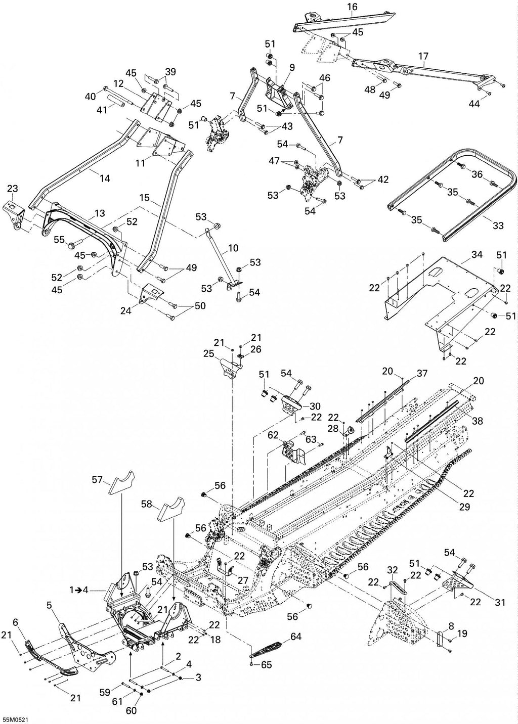Fits 2005-2007 Ski-Doo Summit 1000 SDI, Highmark & Highmark X / Summit Highmark & Highmark X 1000 SDI Front Protector, OEM Part # 518324438