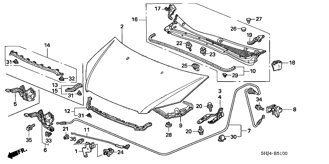 Honda New 2005-2007 Fits Honda Odyssey Hood Lock Assembly, Part # 74120-SHJ-A01