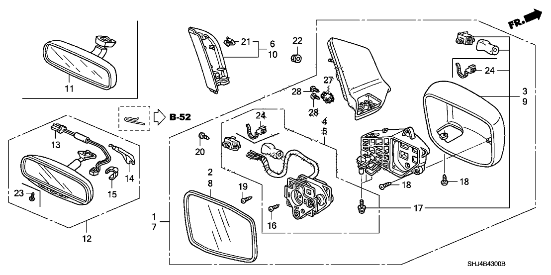 Honda New 2010 Fits Honda Odyssey Mirror Assembly, Driver Side Door (Crystal Black Pearl) (Heated), Part # 76250-SHJ-A51ZP