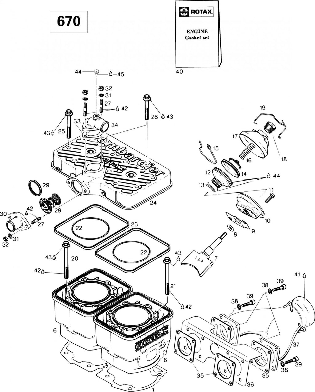 Fits 1996-1999 Ski-Doo Formula Deluxe 500 LC/583/670 / Formula SS Models Gasket-Double 0.8 Mm Formula Deluxe 670., OEM Part # 420931234