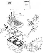 Fits 1996-1999 Ski-Doo Formula Deluxe 500 LC/583/670 / Formula SS Models Gasket-Double 0.8 Mm Formula Deluxe 670., OEM Part # 420931234