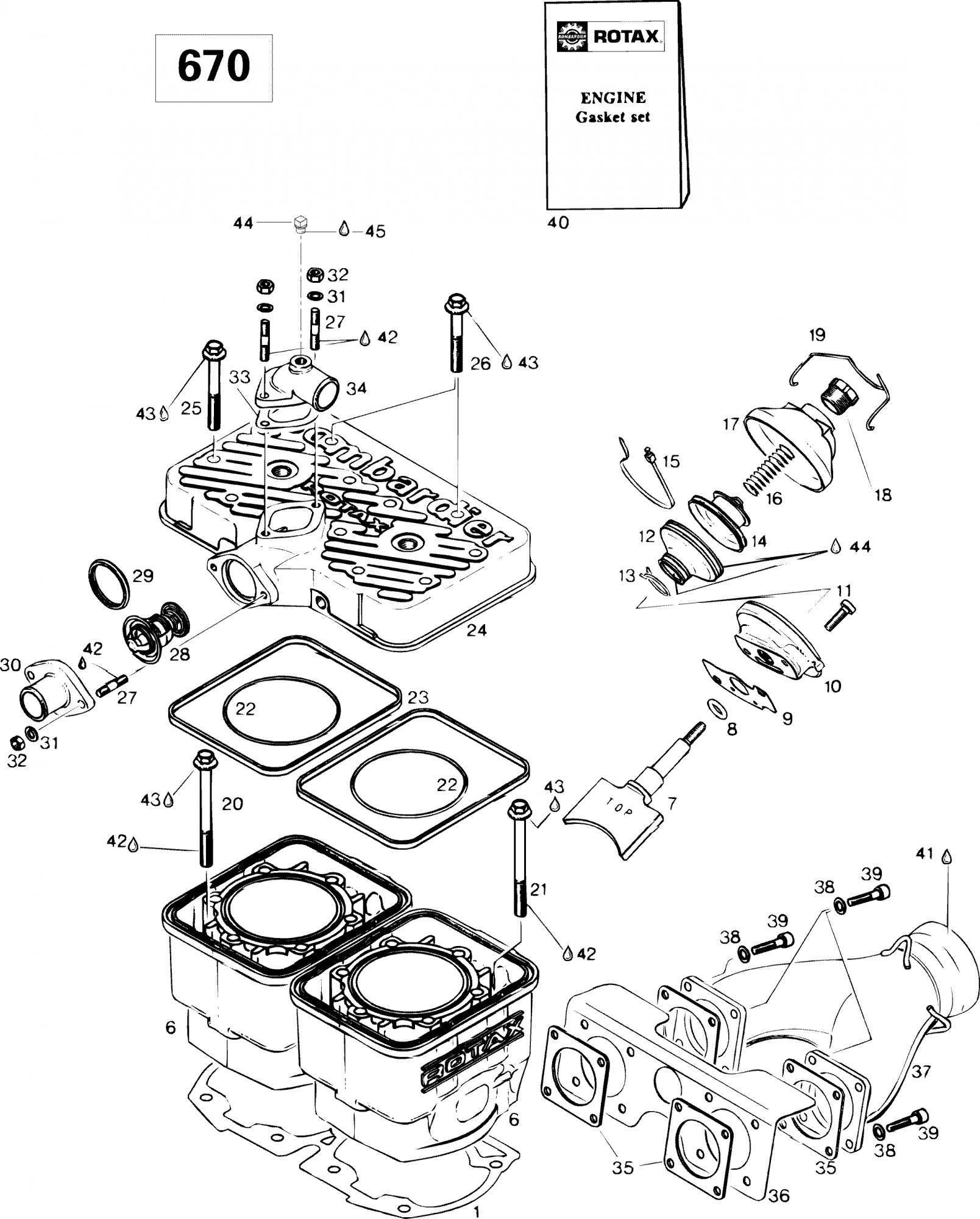 Fits 1996-1999 Ski-Doo Formula Deluxe 500 LC/583/670 / Formula SS Models Gasket-Double 0.8 Mm Formula Deluxe 670., OEM Part # 420931234