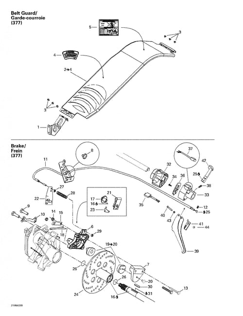 Fits 2002-2007 Ski-Doo Grand Touring 380 F/500 F / Grand Touring 380 F/550 F Models Cover-Brake, OEM Part # 507032311