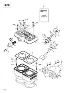 Fits 1996-1999 Ski-Doo Formula Deluxe 500 LC/583/670 / Formula SS Models Gasket-Double 0.8 Mm Formula Deluxe 670., OEM Part # 420931234