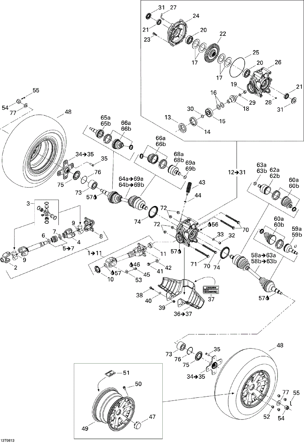 Can-Am - OEM schematic diagram - Part # 2572-705500833 - 08- Drive System, Rear - Ref # 49