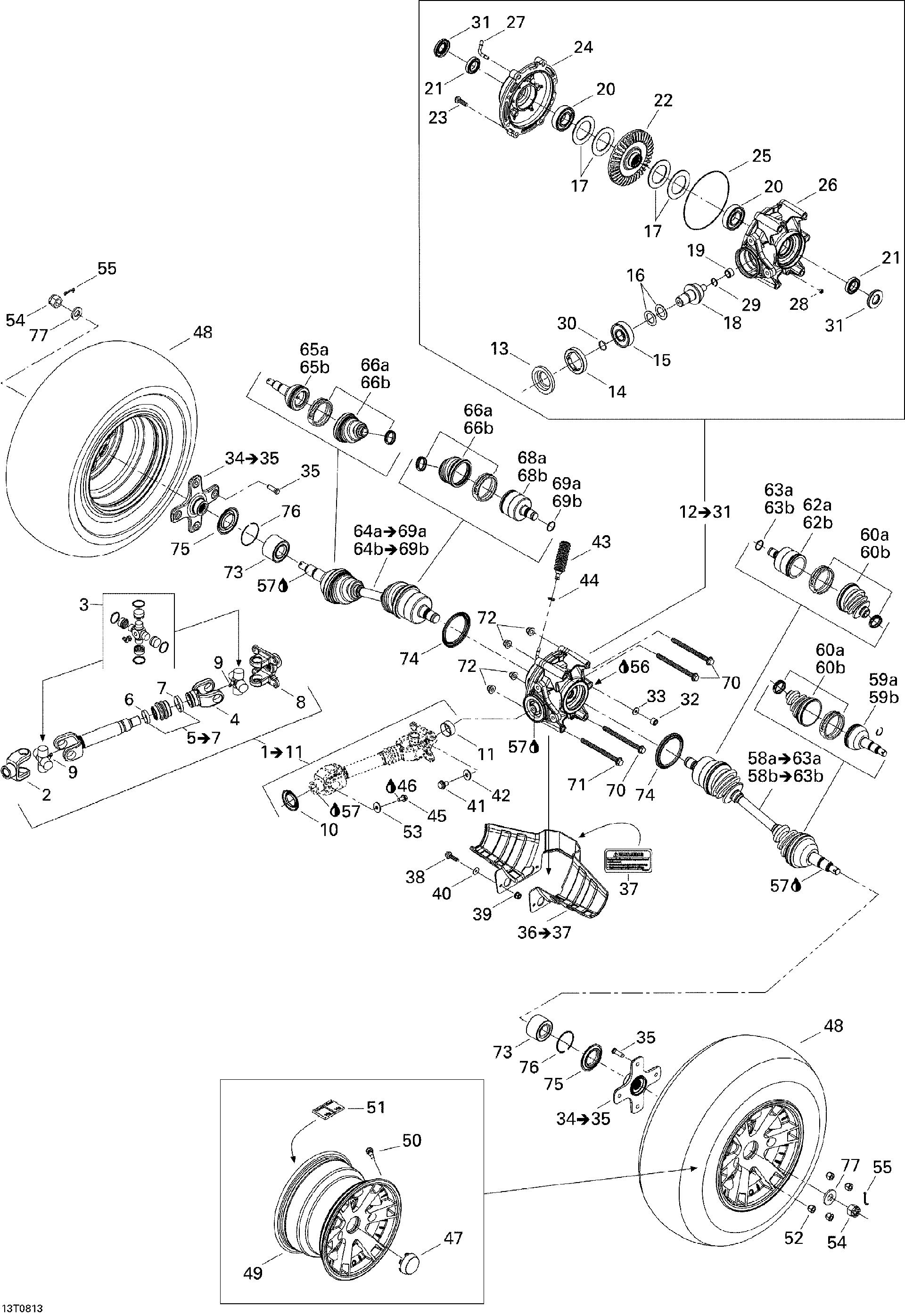 Can-Am - OEM schematic diagram - Part # 2572-705500833 - 08- Drive System, Rear - Ref # 49