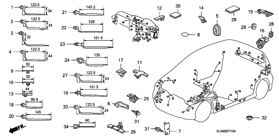 New 2007-2008 Fits Honda Fit Stay K, Engine Wire Harness, Part # 32750-PWA-G00