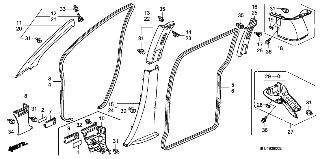 Honda New 2005-2010 Fits Honda Odyssey Left Front Pillar Garnish Assembly *NH220L* (CLEAR GRAY), Part # 84151-SHJ-A01ZB