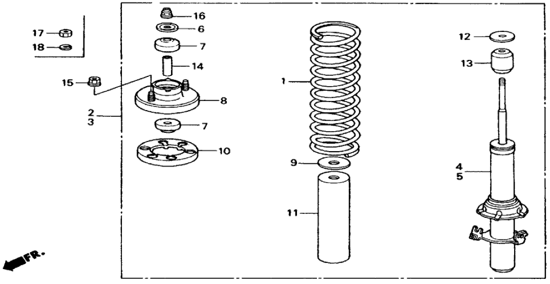 Honda New 1989-1991 Fits Honda Civic Shock Absorber Unit, Left Front, Part # 51606-SH1-A01
