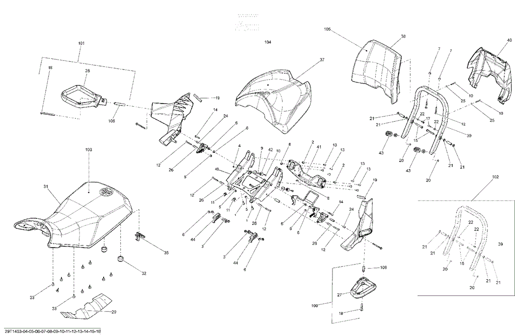 Can-Am - OEM schematic diagram - Part # 2572-517305142 - 09- Seat | 09- Seat Passenger - Ref # 26, 35
