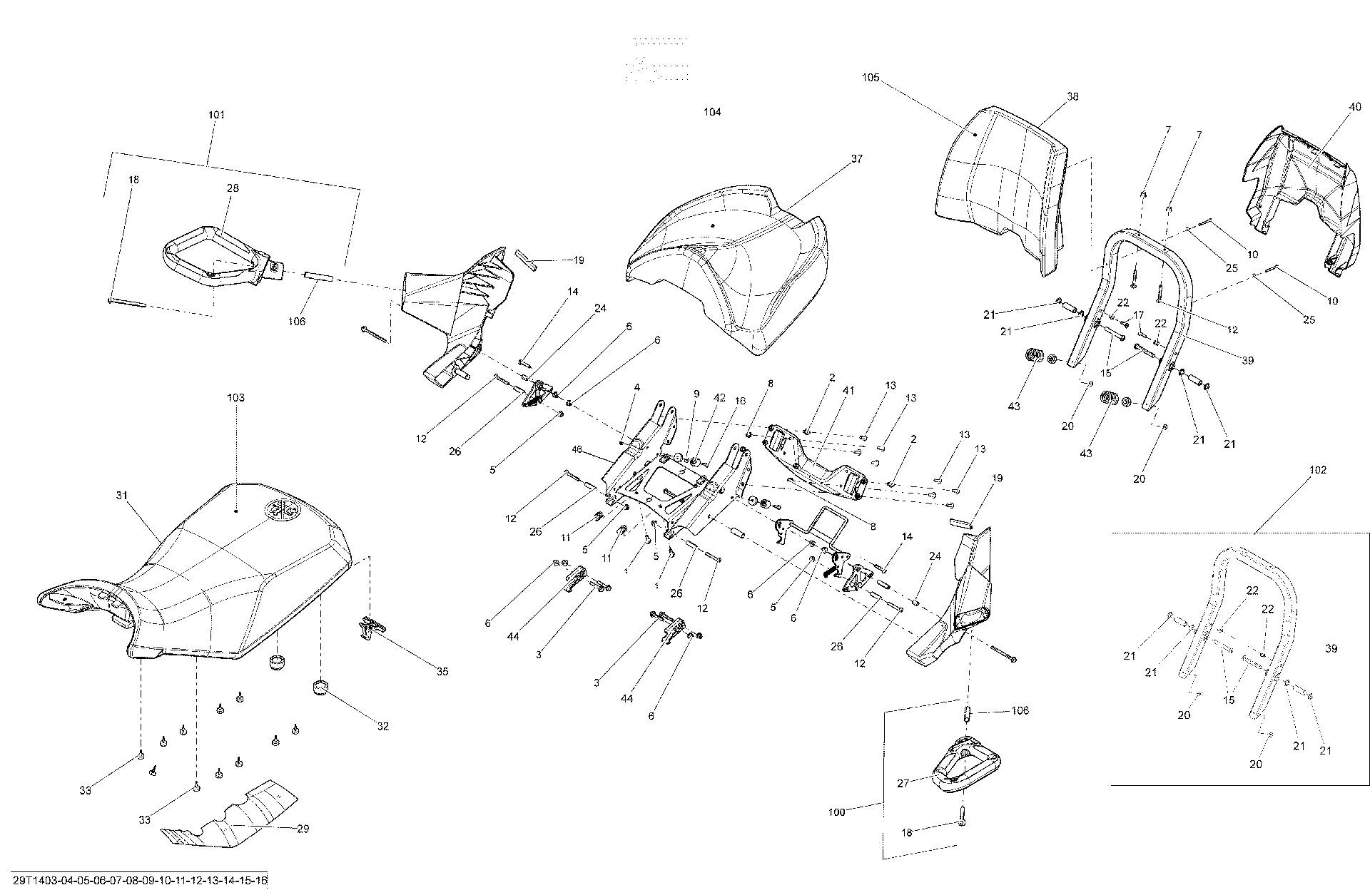 Can-Am - OEM schematic diagram - Part # 2572-517305142 - 09- Seat | 09- Seat Passenger - Ref # 26, 35