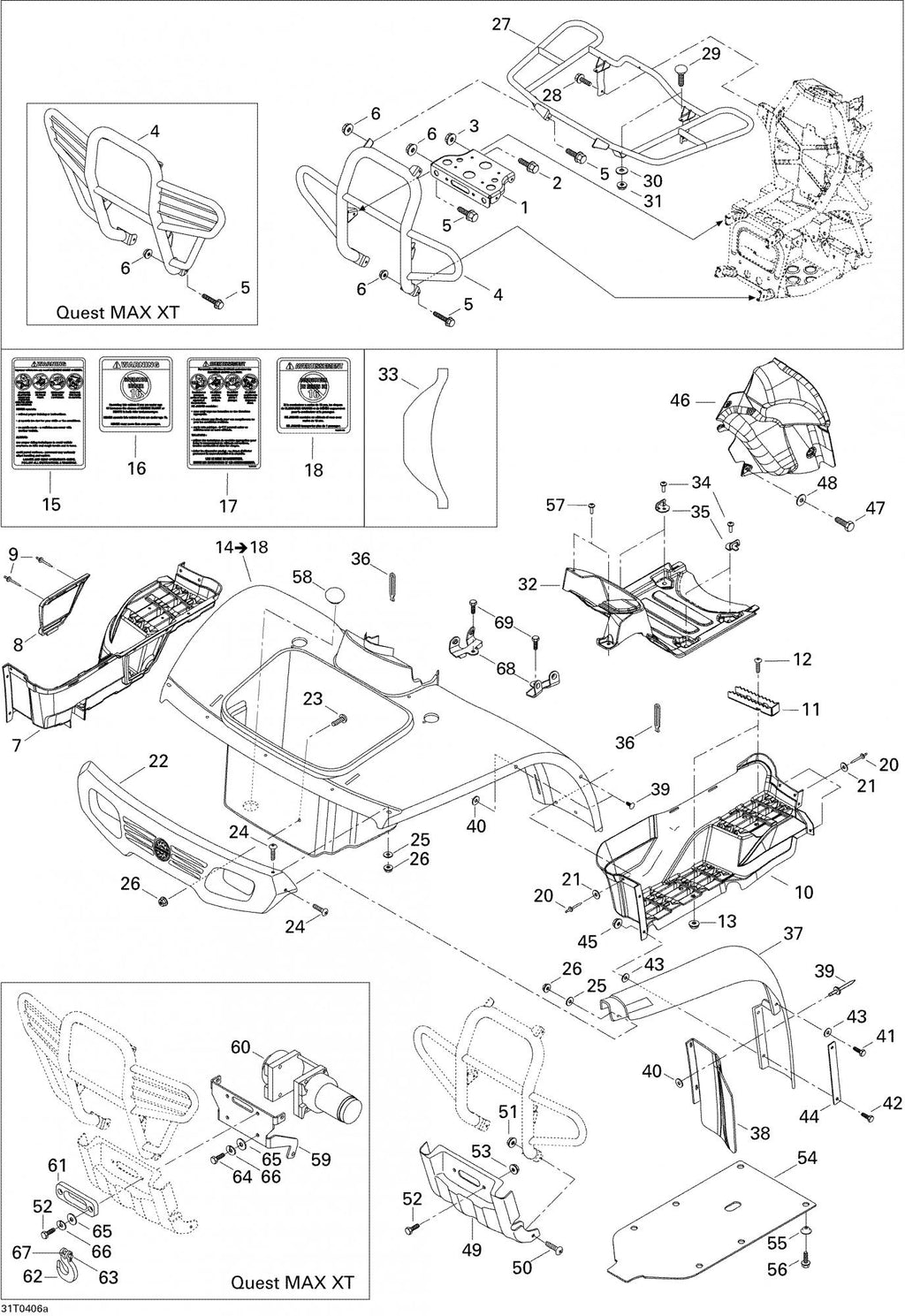 Fits 1999-2005 BRP Quest / Quest 500 Models Truss Phillips Screw M6 X 25, OEM Part # 250000035