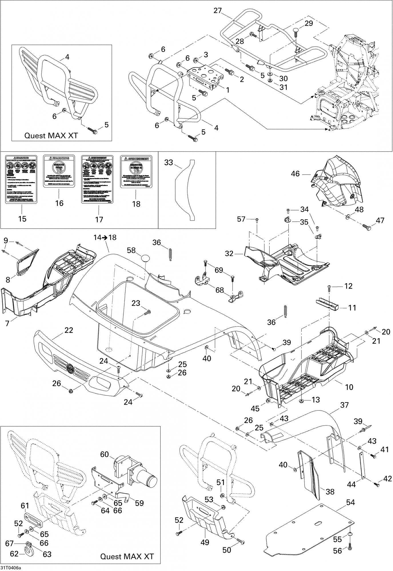 Fits 1999-2005 BRP Quest / Quest 500 Models Truss Phillips Screw M6 X 25, OEM Part # 250000035