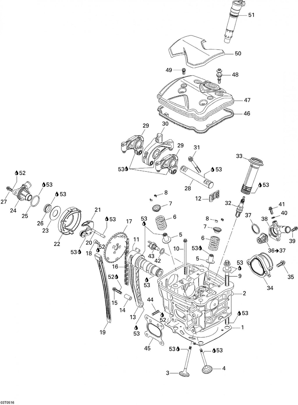 Fits 2004-2005 Can-Am Quest MAX / Quest STD Models Cylinder Head Ass'y, OEM Part # 420613477