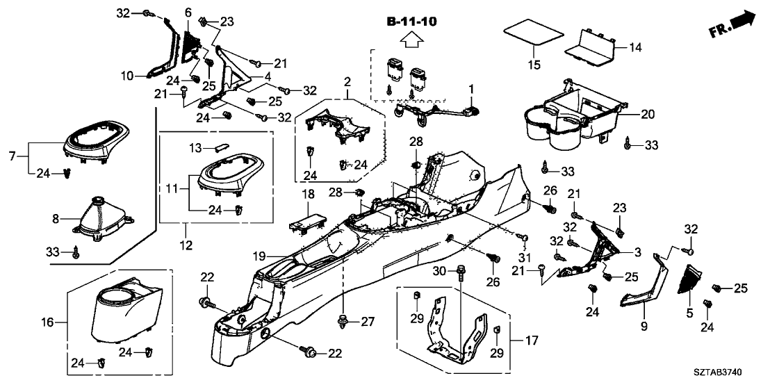 Honda New 2014-2015 Fits Honda CR-Z Garnish Assy., Shift Lever *NH892L* (MIRROR BLACK), Part # 77296-SZT-A11ZA