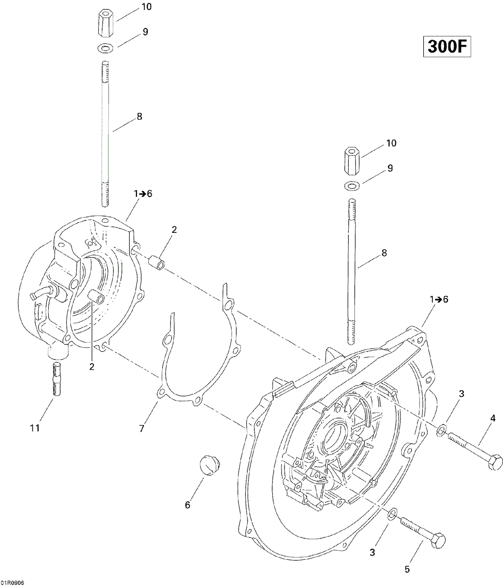 Ski-Doo - OEM schematic diagram - Part # 2572-420850060 - 01- Crankcase - Ref # 7
