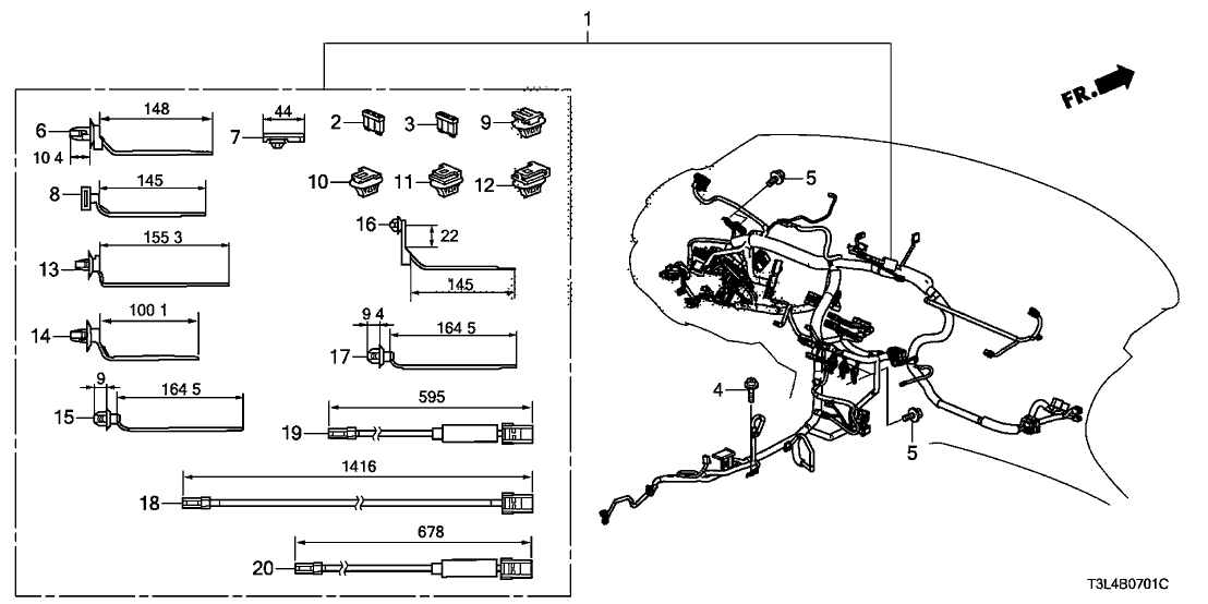Honda New 2013-2014 Fits Honda Accord Instrument Wire Harness, Part # 32117-T3L-A41