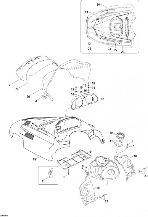 Fits 2004-2005 Ski-Doo Expedition 4-TEC / Expedition 600 H.O. SDI Models Indicator Support, OEM Part # 605351374