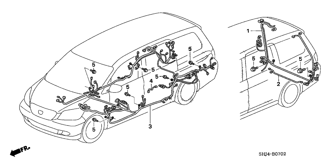 Honda New 2008 Fits Honda Odyssey Wire Harness, Floor (Include Washer Tube), Part # 32140-SHJ-L23