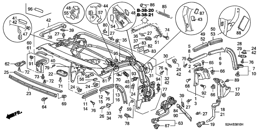 New 2000-2009 Fits Honda S2000 Guide, R. Cable, Part # 86015-S2A-033