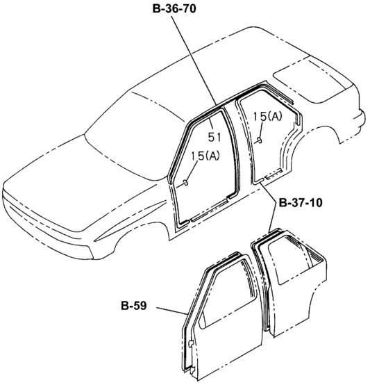 Honda New 1995-1997 Fits Honda Passport Weatherstrip, L. FR. Door (Gray), Part # 89715-06642