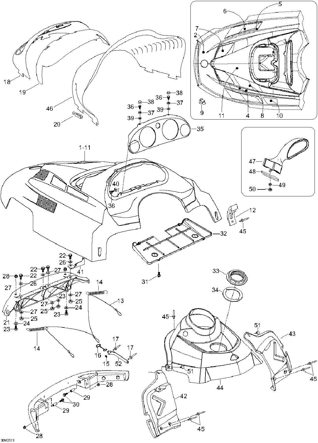 Fits 2005-2007 Ski-Doo Expedition 600 H.O. SDI / Expedition TUV 1300 (Europe) Models RH Adaptor, OEM Part # 605350577