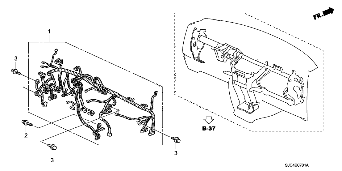 Honda New 2012 Fits Honda Ridgeline Wire Harness, Instrument (Include Sub-Feeder), Part # 32117-SJC-A45