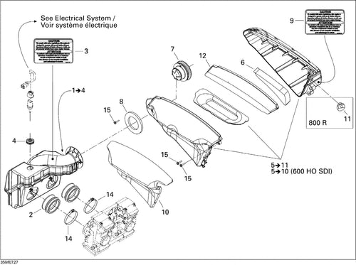 Fits 2007 Ski-Doo Summit Adrenaline 800R / Summit X Models Secondary Chamber ASSY Includes 5 To 11, 800R, OEM Part # 508000512
