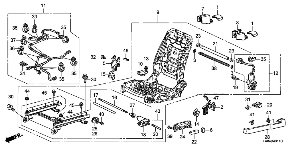 New 2008-2010 Fits Honda Accord Cord, L. FR. Power Seat (8Way), Part # 81606-TA0-A21