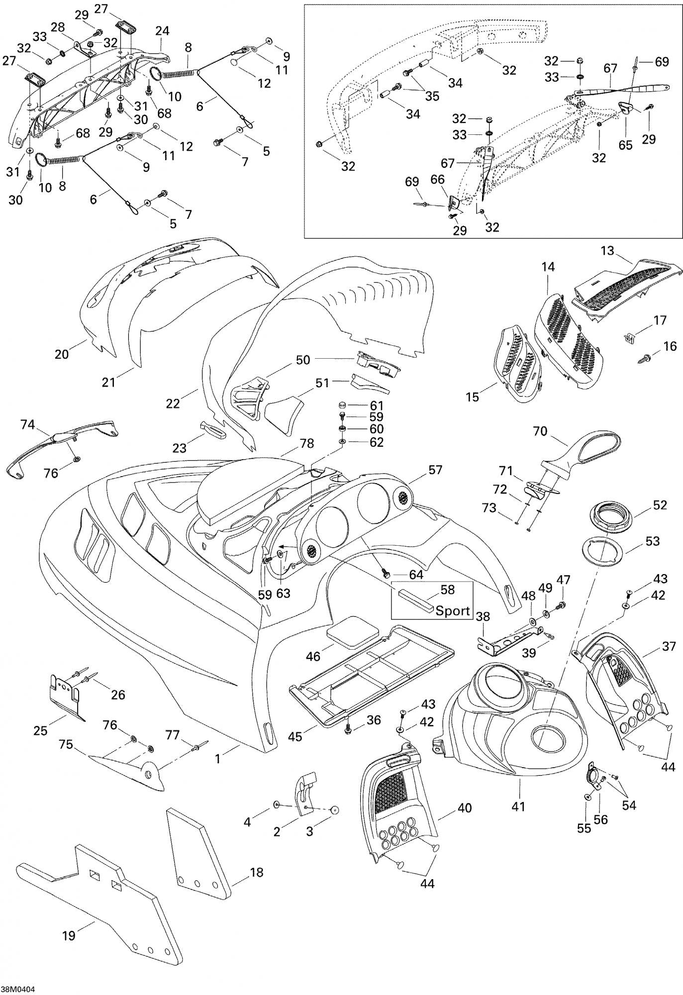 Fits 2003-2004 Ski-Doo Grand Touring 380 F/550 F / Grand Touring 500/600/700 Models Hood Clamp, OEM Part # 517302837